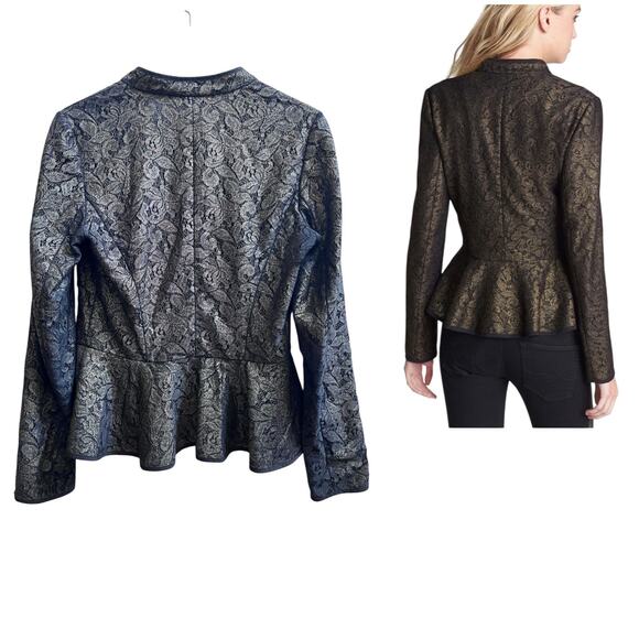 Hinge Overlay Lace Full Zip Peplum Blazer Jacket Small Goth Dark Romance - Picture 3 of 13